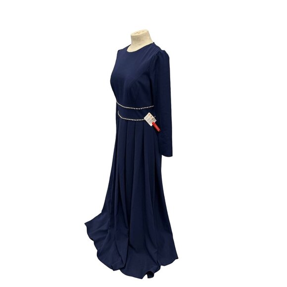 Mac Duggal A-Line Rhinestone Waist Evening Gown Midnight Blue Womens Size 8 - Picture 6 of 10